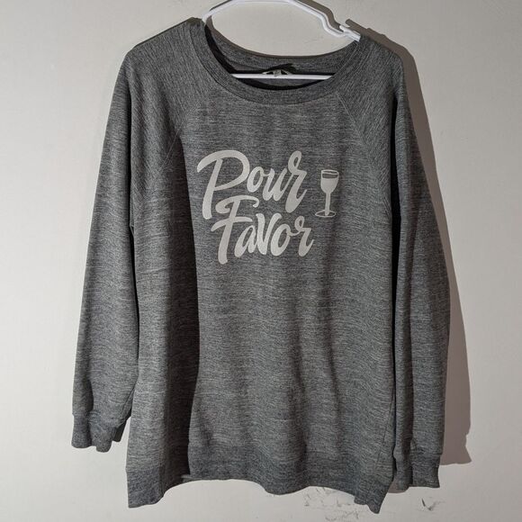 Wildfox Gray Por Favor Graphic Crewneck Sweatshirt Women's Size Medium - Picture 1 of 5